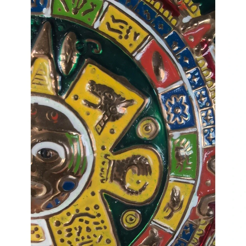 Handcrafted Cancun Mexico Enameled Aztec 11